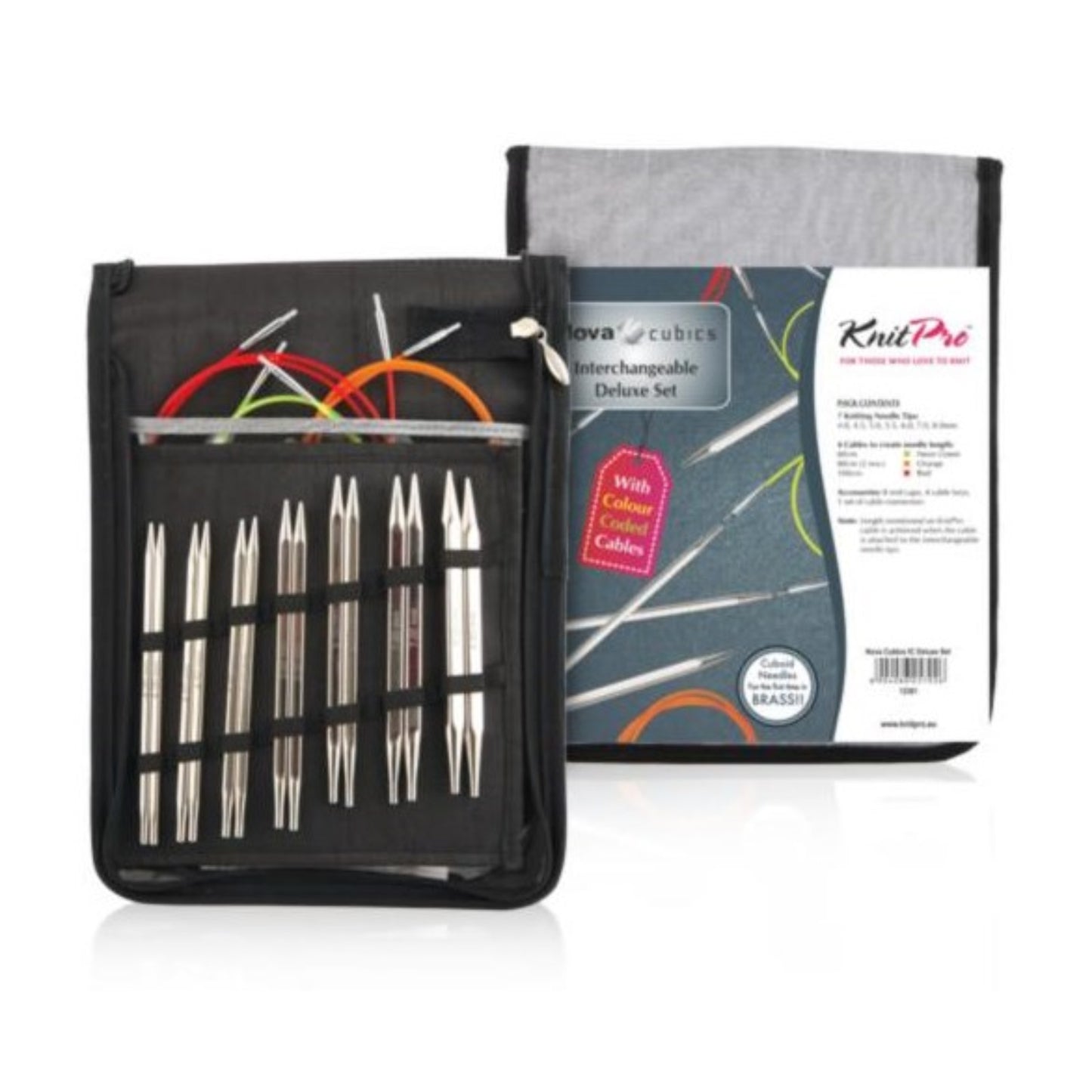 KnitPro Set Deluxe auswechselbare Nadelspitzen Nova cubics, 7 Paar 4,00 - 8,00 mm