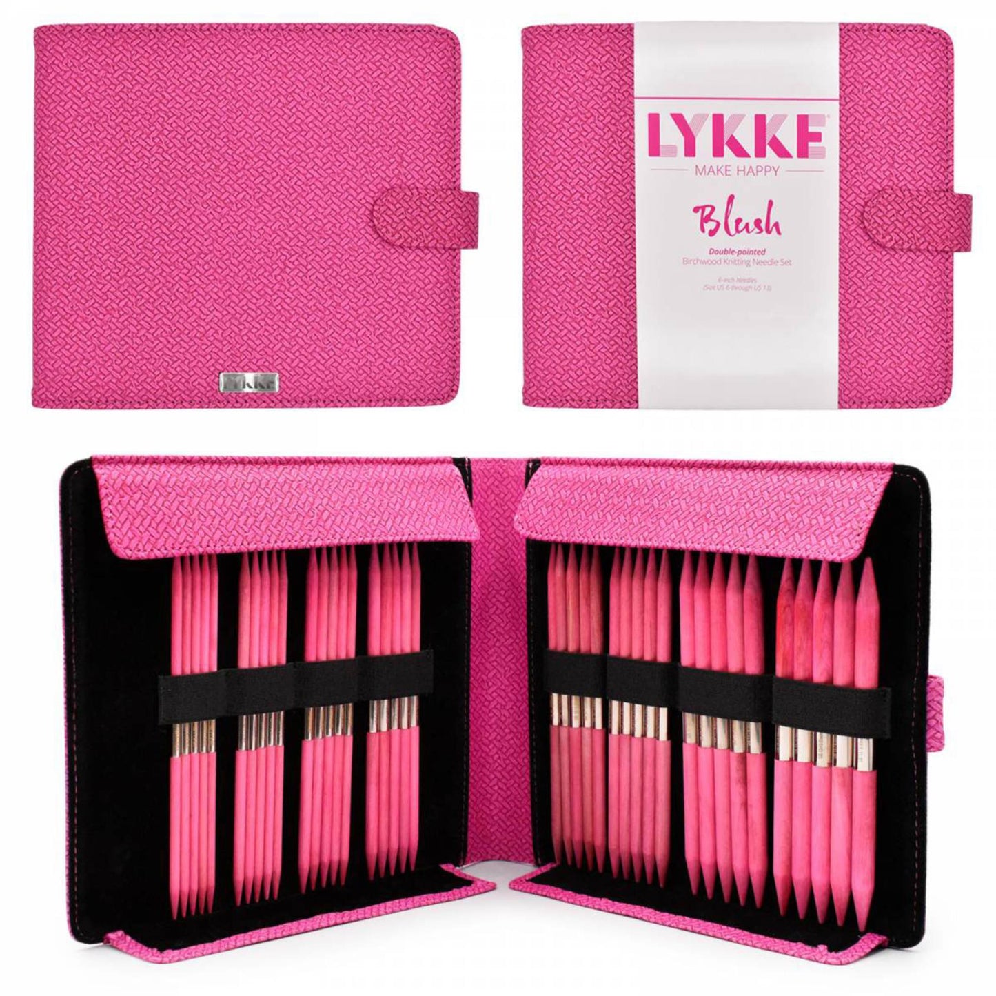 Lykke Strumpfstricknadel-Set L, Stärke 4-9mm, Blush - magenta basketweav