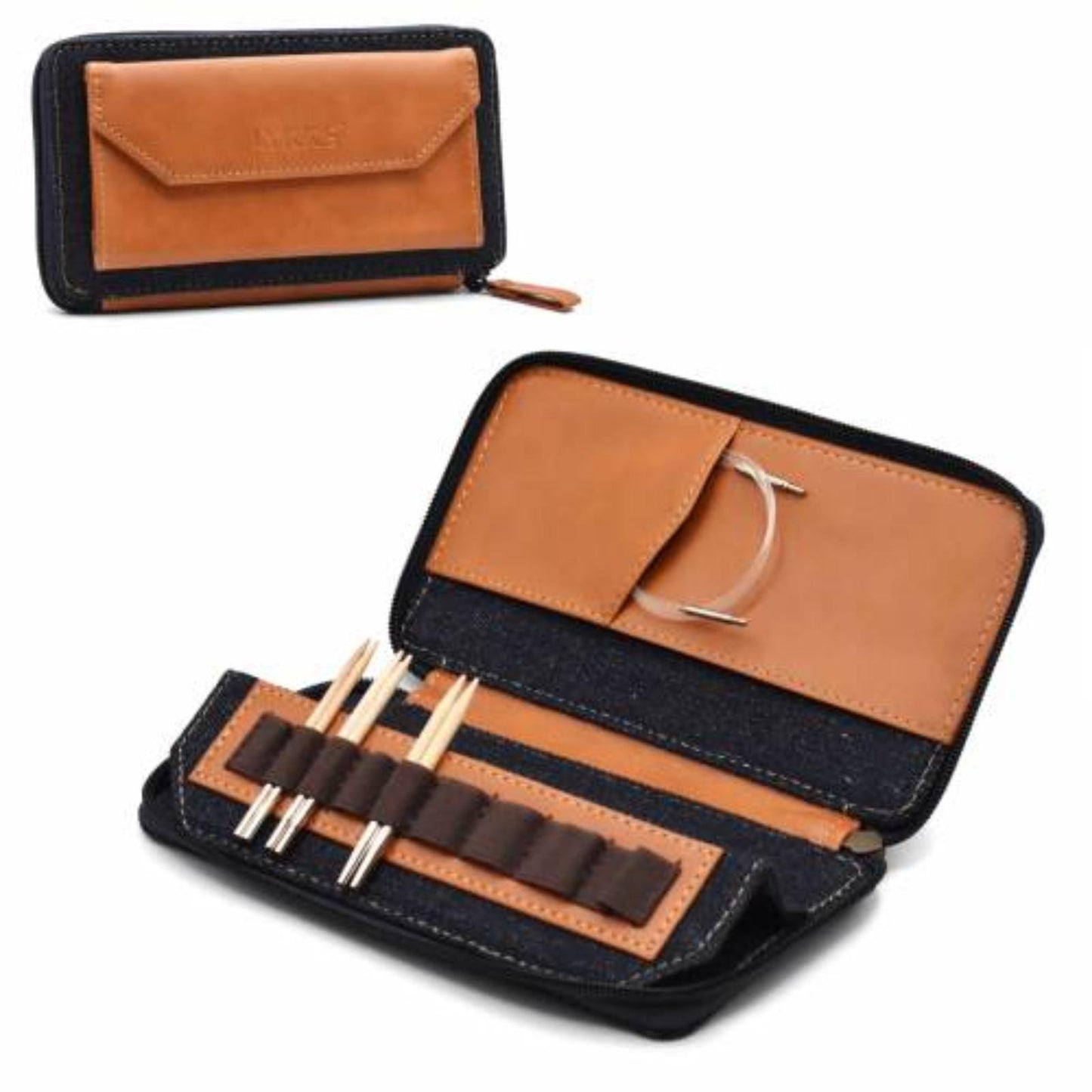 Lykke Oxford-Etui mit Reißverschluss, Baumwolle und veganes Leder, ca. 9 cm