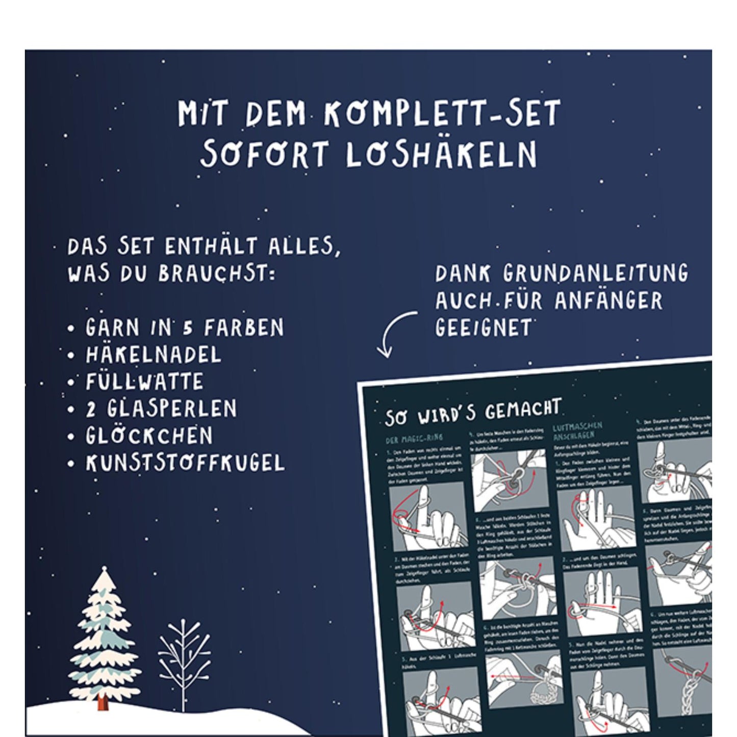 Häkelset Weihnachtskugel Wichtel, Material und Anleitung