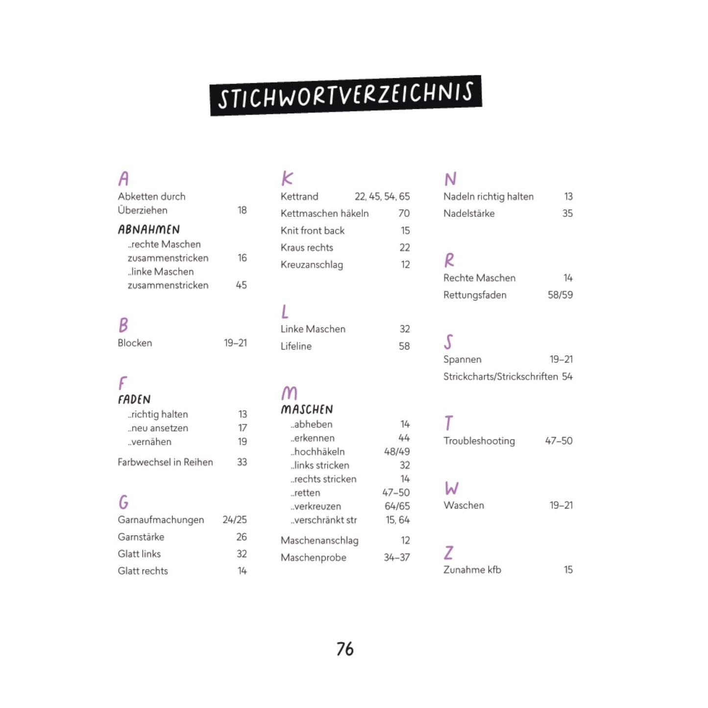 Stricken lernen mit Mini-Tüchern