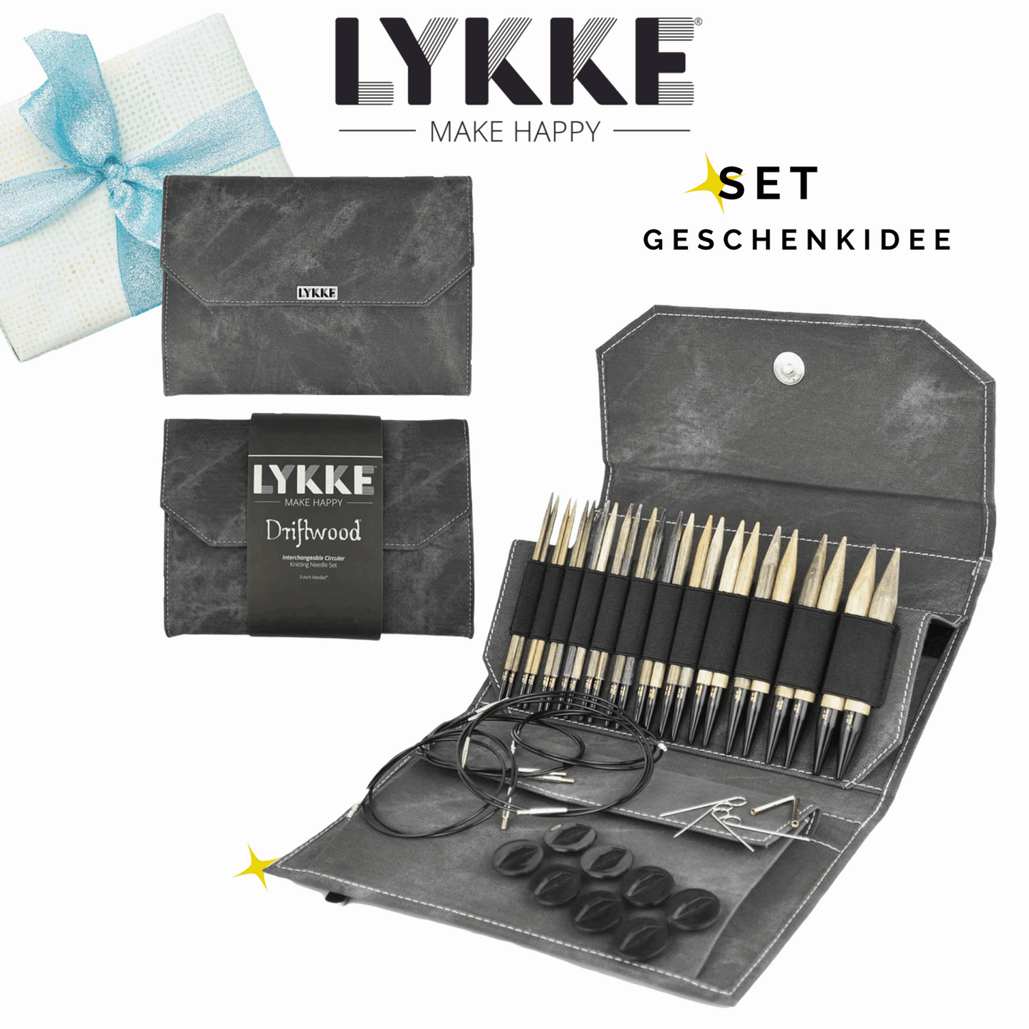 Lykke Set Nadelspitzen, Farbe driftwood 3,5-12mm