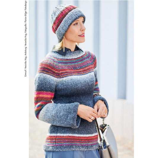 Anleitung (de) von © Woolly Hugs  - Pulli mit Mütze Wonder-Stripes - Maschenwelt 08/22