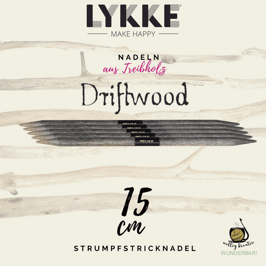 Lykke stocking and sock knitting needle, 15 cm, size: 3, made of driftwood, item 15003100