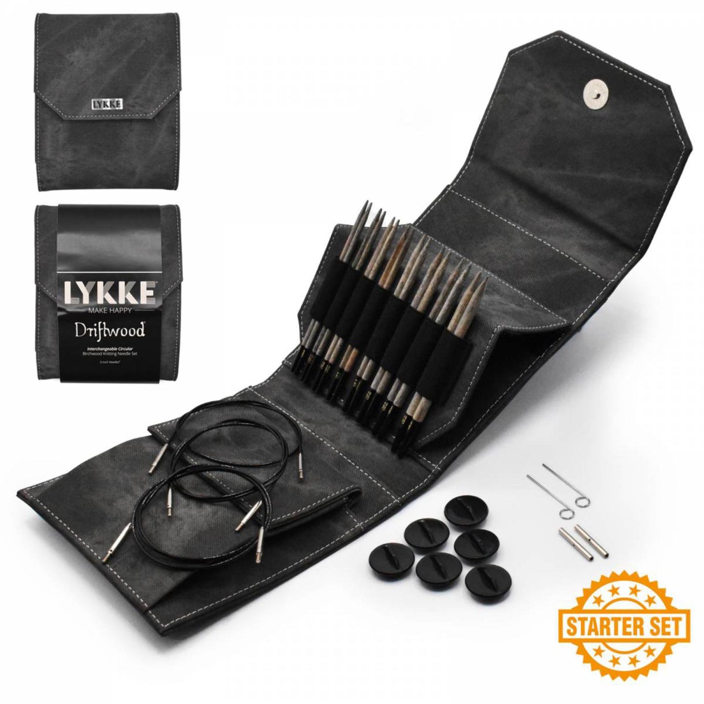 Lykke Set Nadelspitzen, Farbe driftwood grey 3,25-6mm