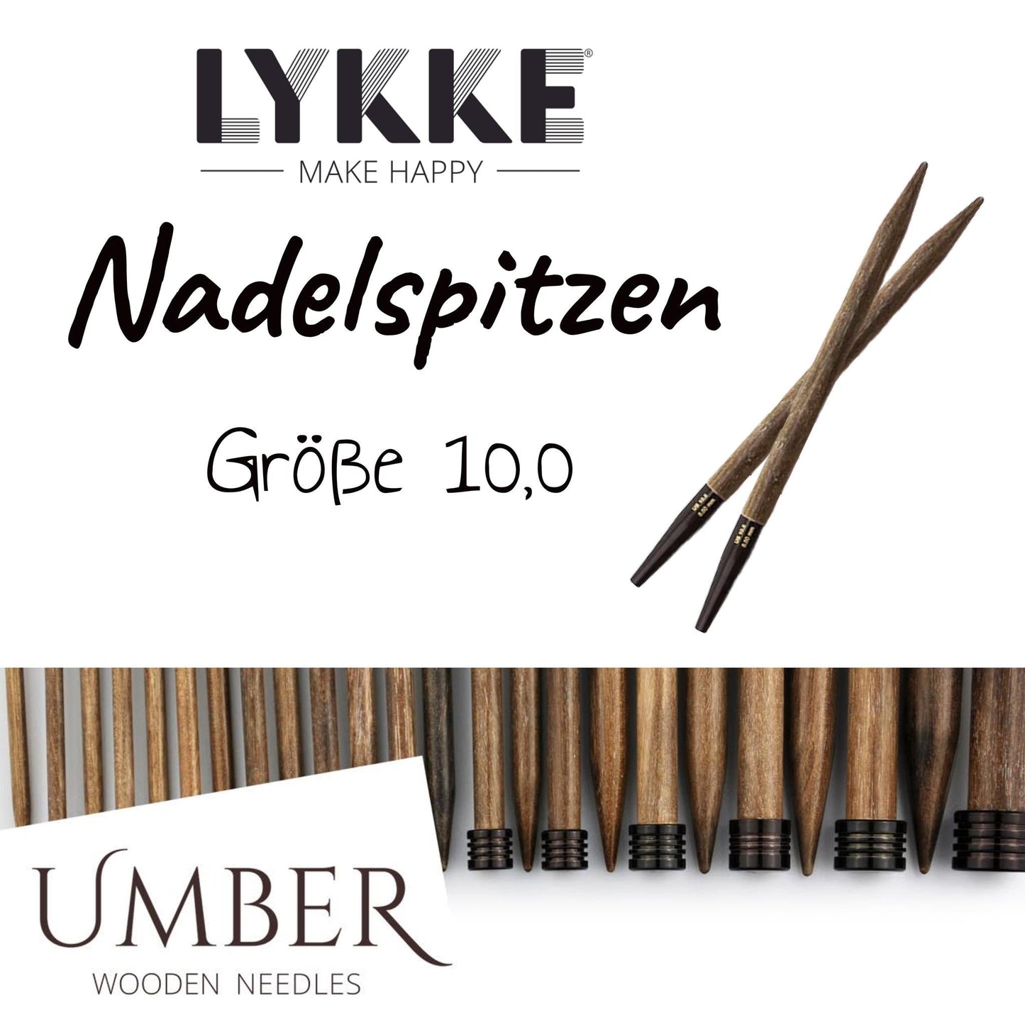 Stricknadelspitze Umber, Birkenholz dunkel, Nadelgröße: 10, 15006200