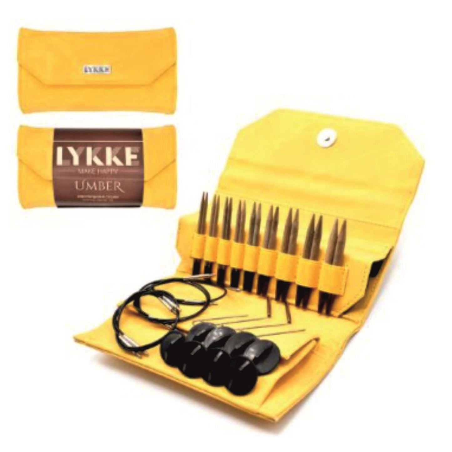 Lykke needle tip set Umber, rope tips 3.5 - 12 mm, Umber dandelion denim effect, 15006300