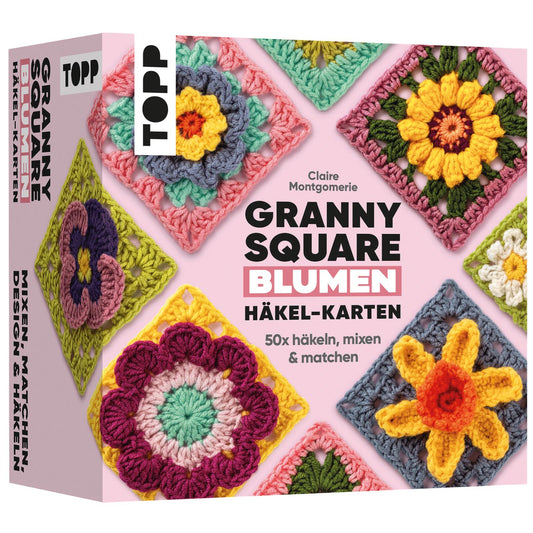 Granny Square Blumen-Häkel-Karten, Set mit 50 Häkelanleitungen