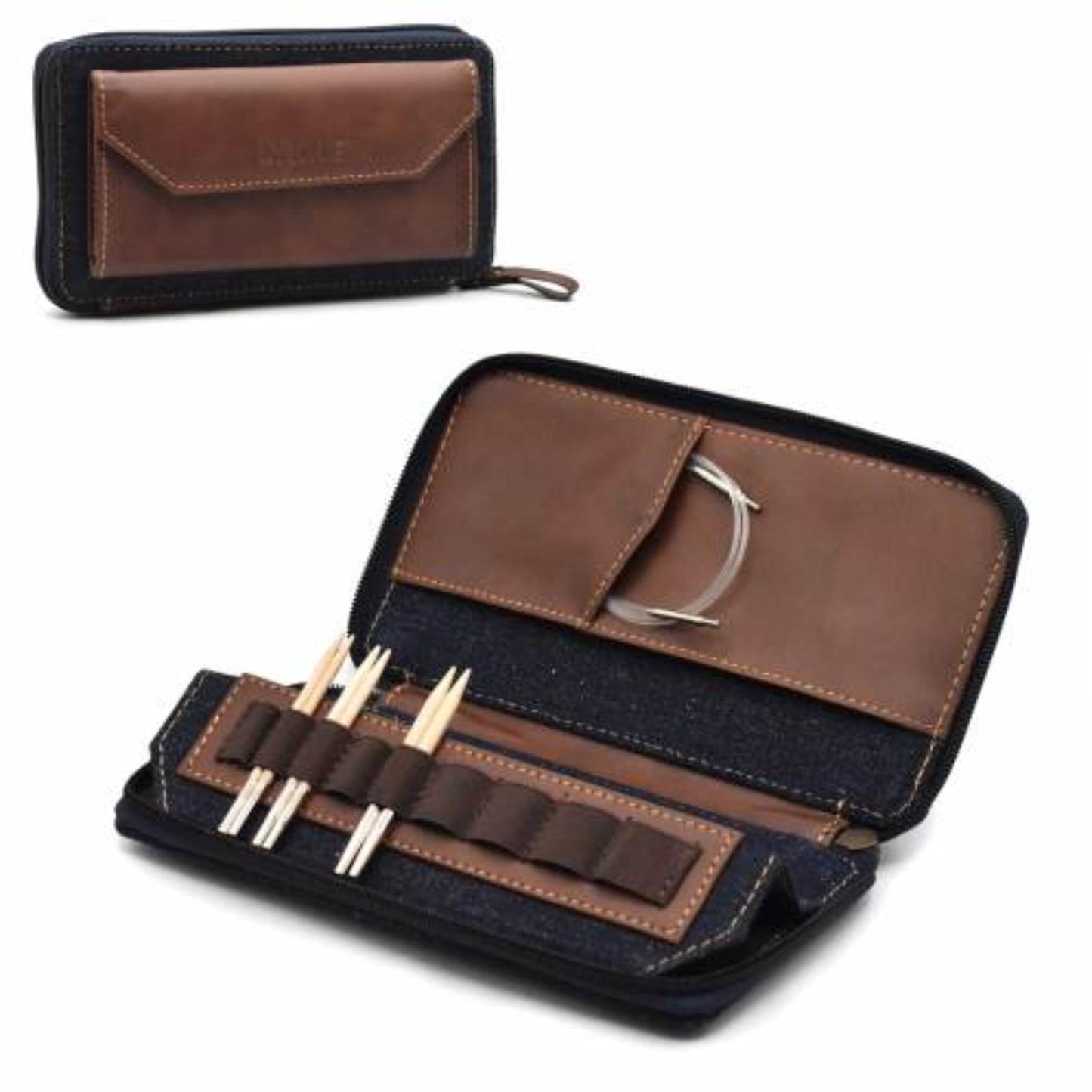Lykke Oxford-Etui mit Reißverschluss, Baumwolle und veganes Leder, ca. 9 cm