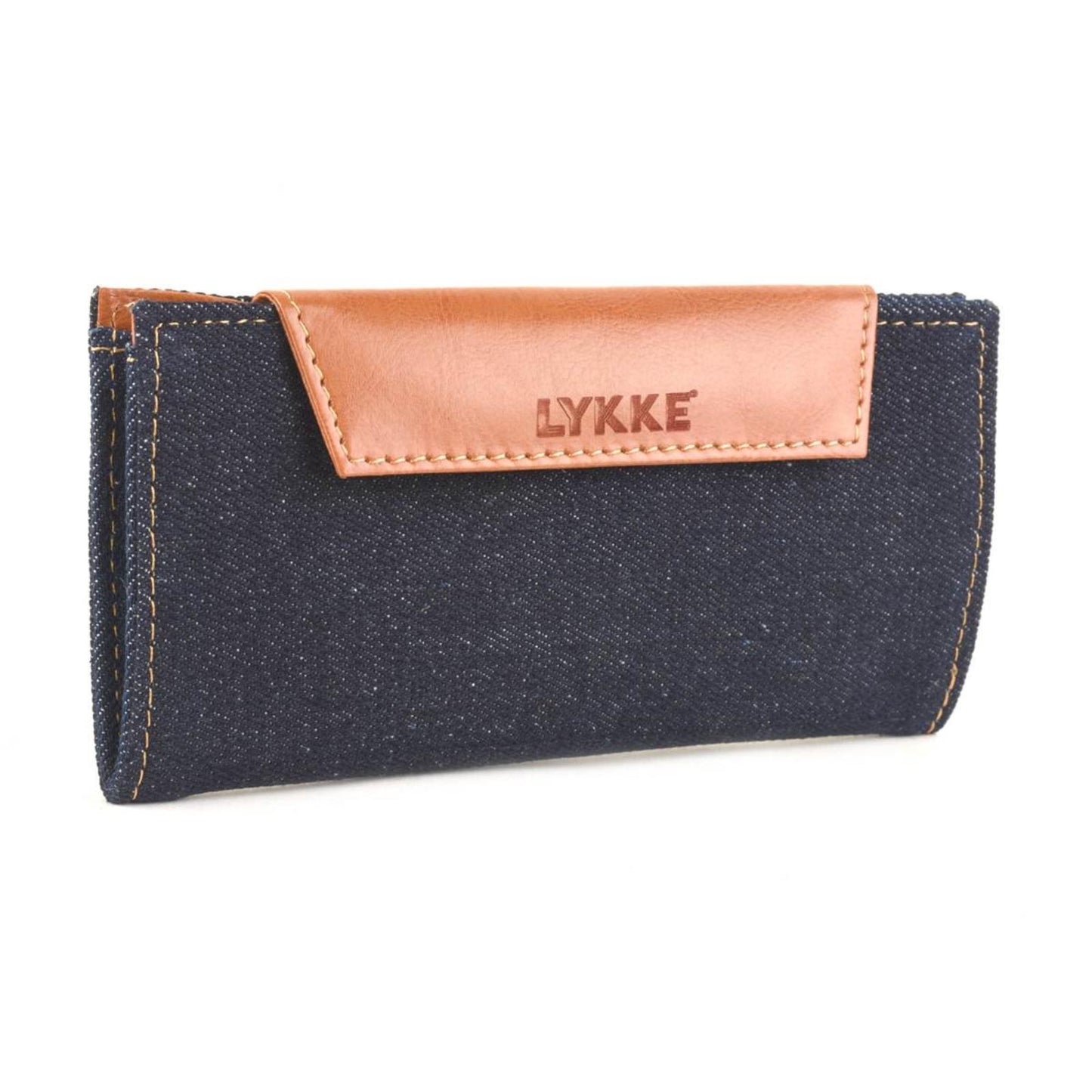 Lykke Weekender-Etui mit Magnetverschluss, kleines Etui, Denim und veganes Leder, ca. 13 cm