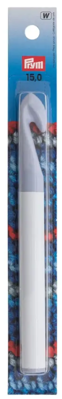 Woll-Häkelnadel ohne Griff, 17 cm, 15 mm, hellgrau - weiß, 112185