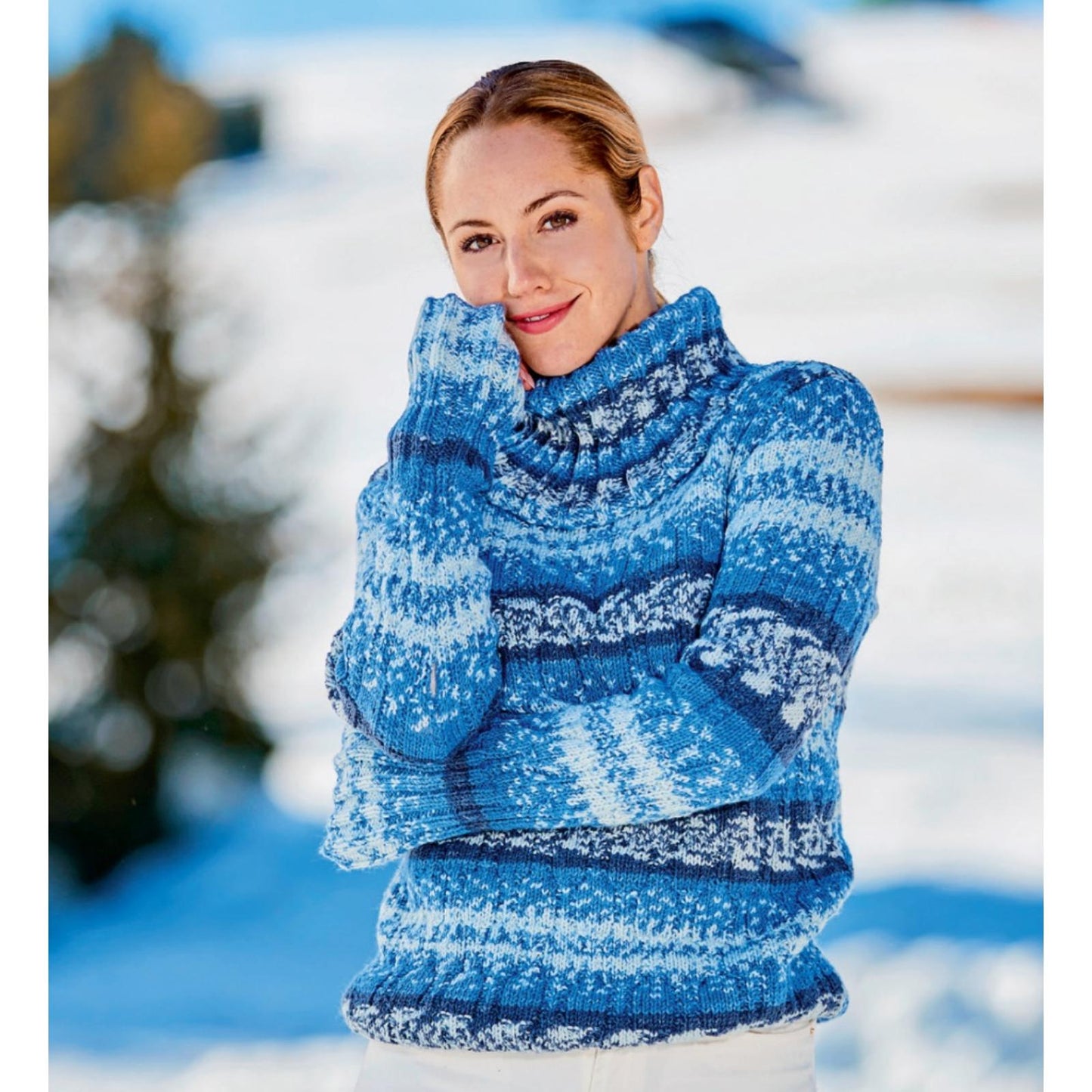 Anleitung (de) von © Pro Lana Pullover mit Musterrollkragen