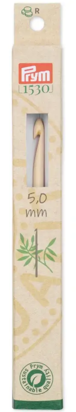 Wool crochet hook bamboo, 15 cm, 5 mm, natural, 111976