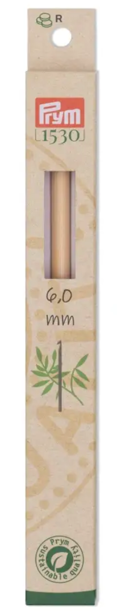 Wool crochet hook bamboo, 15 cm, 6 mm, natural, 111976