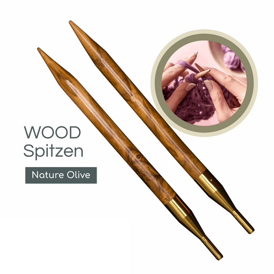 Addi, Click Nature Olive Wood Tips, 65767, Size 4