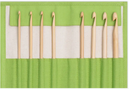 Wool crochet hook set, bamboo, 3.5 to 8 mm, 111976