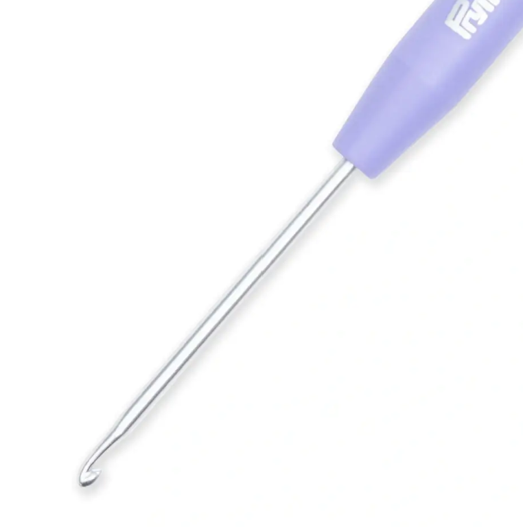 Wool crochet hooks soft grip, 15 cm, 2 mm, purple-silver, 111951