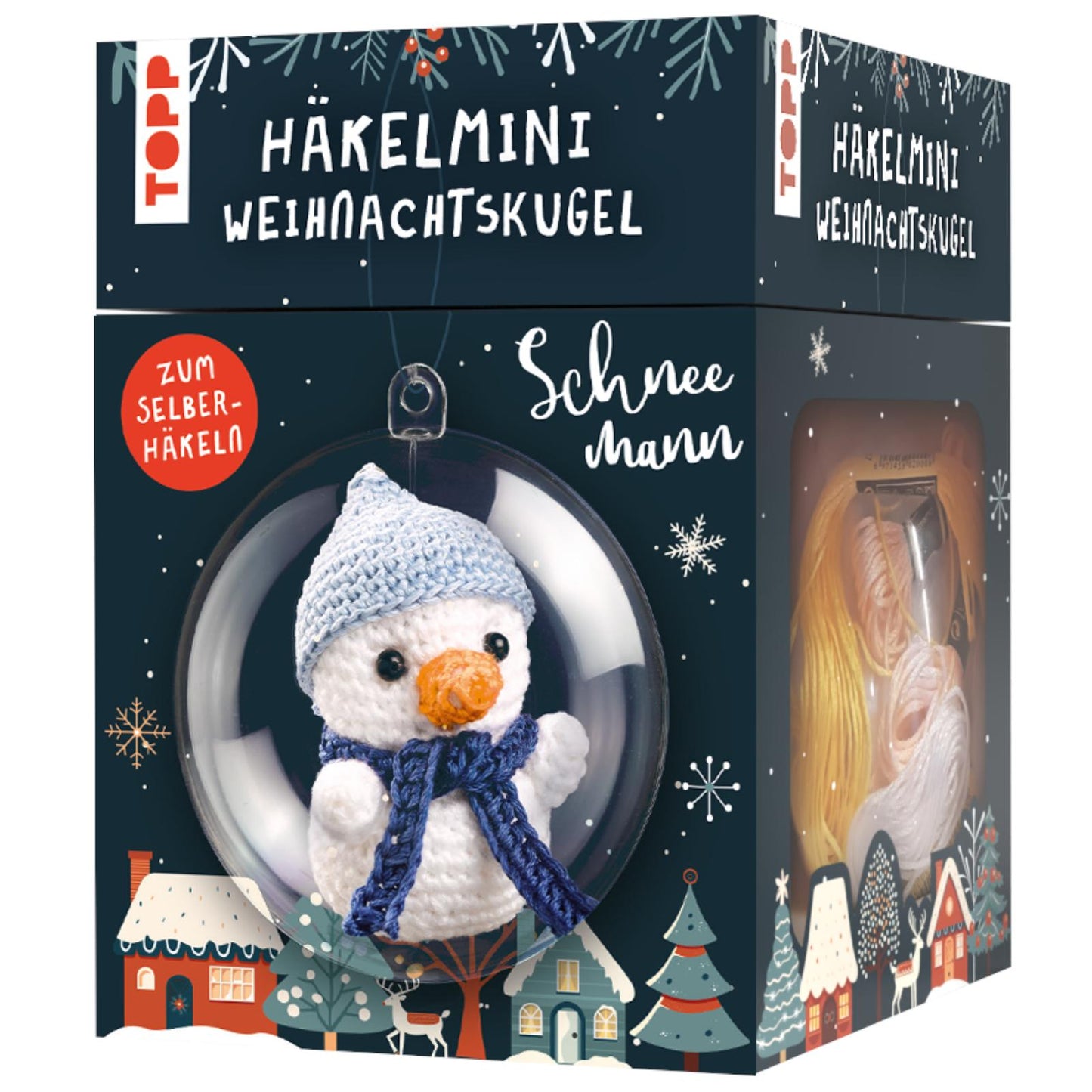 Häkelset Weihnachtskugel Schneemann,  Material und Anleitung