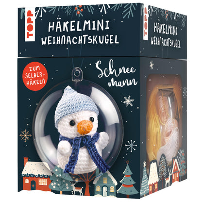 Häkelset Weihnachtskugel Schneemann,  Material und Anleitung