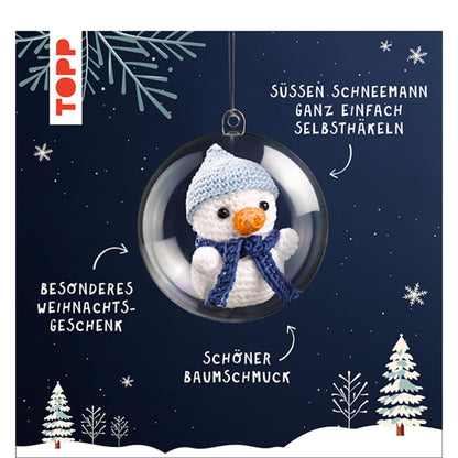 Häkelset Weihnachtskugel Schneemann,  Material und Anleitung