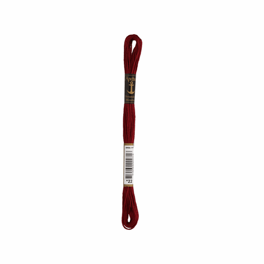Anchor embroidery thread, 2g, colour 22 dark red