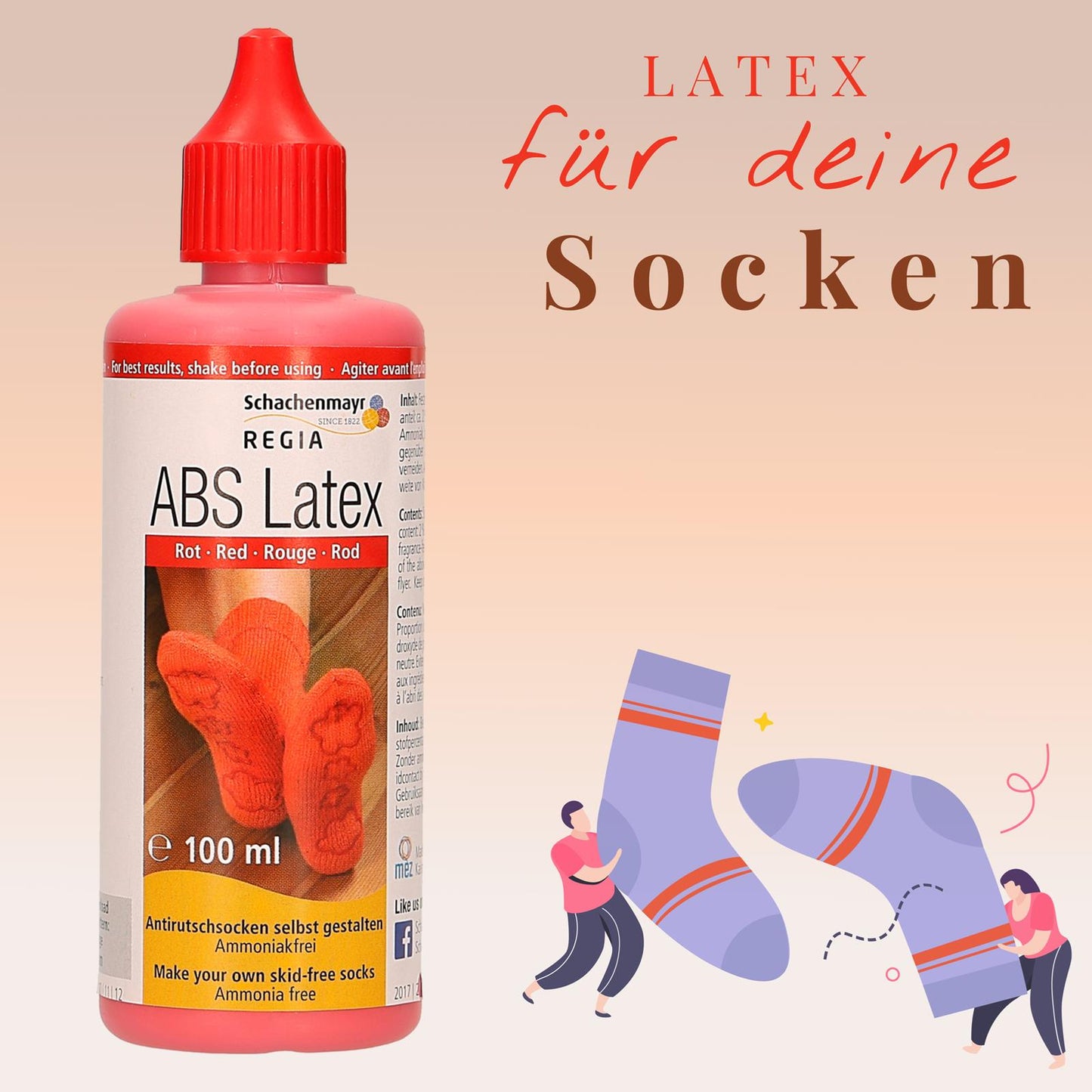 ABS Latex, Sockenstopper, 1 Flasche 100 ml, rot, 54121