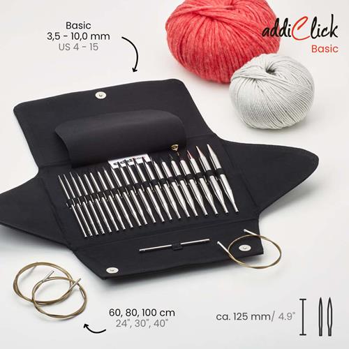 Addi-Click Stecksystem Basic Long, Set, Stricknadeln, Stärke 3.5-10 mm, 66502