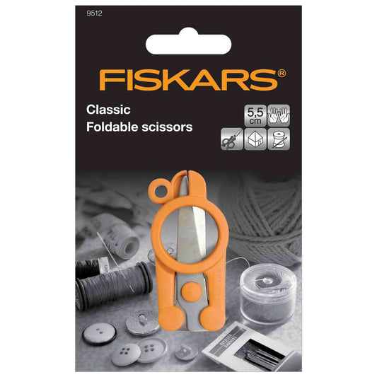 Fiskars Classic Klappbare Schere, für leichte Materialien, 11cm, 69611