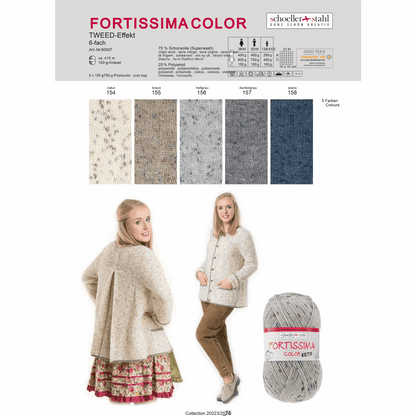 Fortissima 6fädig 150g tweed, 90007, Farbe 156, hellgrau