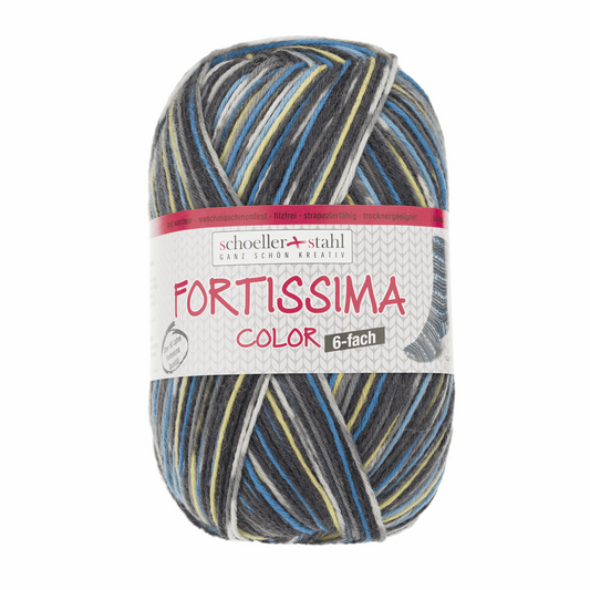 Fortissima 6fädig 150g color, 90008, Farbe 160, blau-bunt