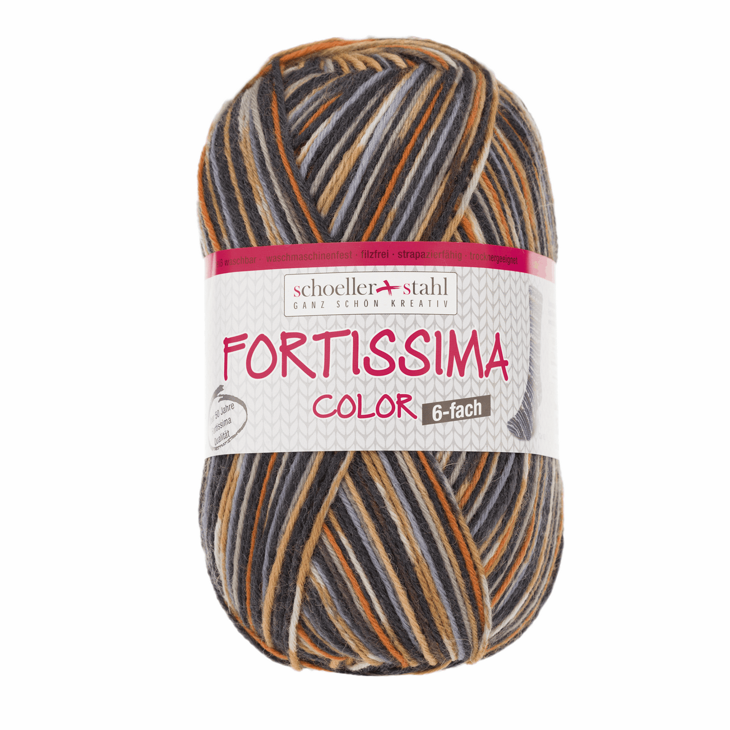 Fortissima 6fädig 150g color, 90008, Farbe 162, braun-bunt