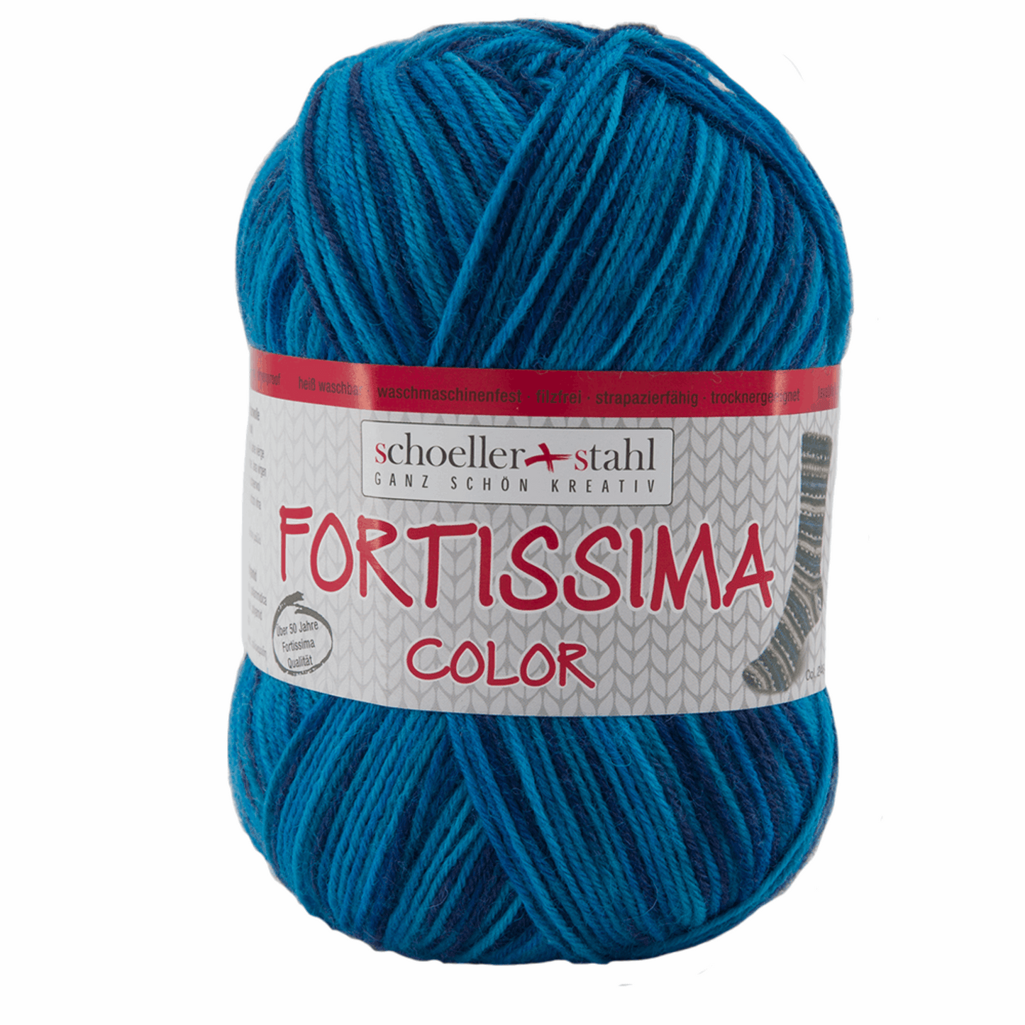 Fortissima socka 4fädig, 90028, Farbe 2451, lagune