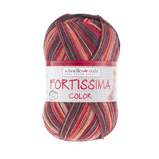 Fortissima socka 4fädig, 90028, Farbe 2486, lava