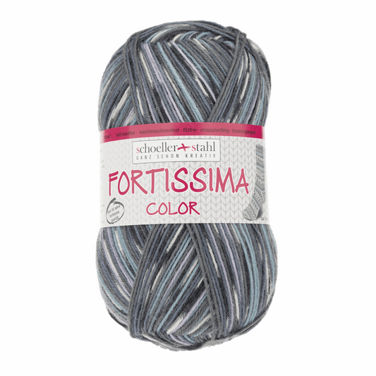 Fortissima socka 4-ply, 90028, color 2494, gray