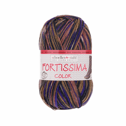 Fortissima socka 4fädig, 90028, Farbe 2502, borke
