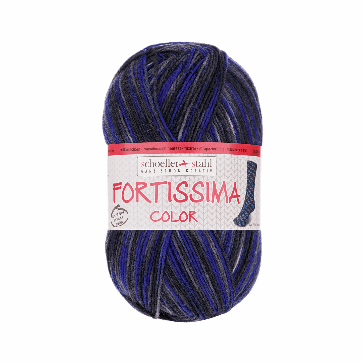 Fortissima socka 4fädig, 90028, Farbe 2503, schiefer
