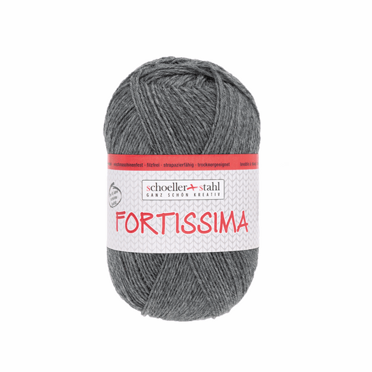 Fortissima socka 100, 90038, Farbe 2057, mittelgrau meliert