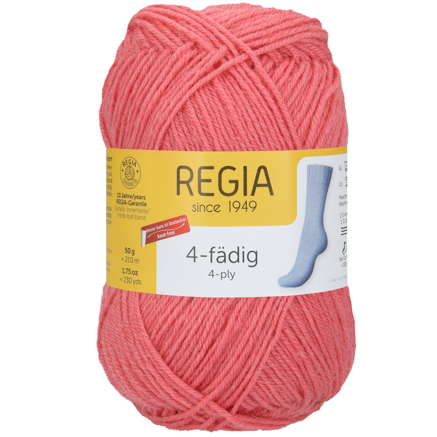 Regia 4fädig Uni 50g, 90101, Farbe koralle 1060