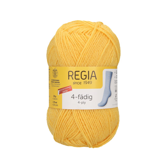Regia 4fädig Uni 50g, 90101, Farbe gelb 2041