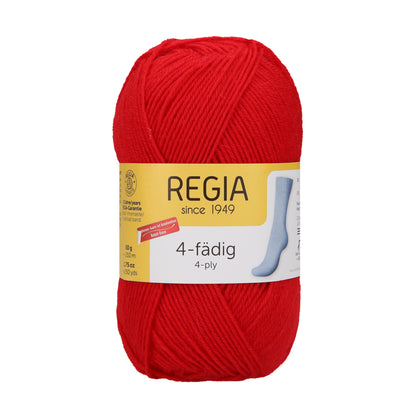 Regia 4fädig Uni 50g, 90101, Farbe hochrot 2054