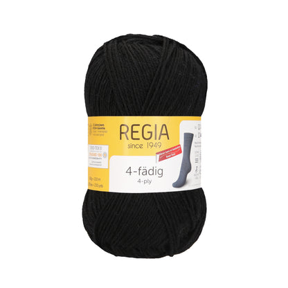 Regia 4fädig Uni 50g, 90101, Farbe schwarz 2066