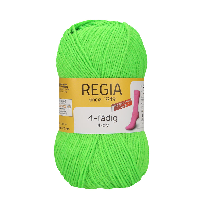 Regia 4fädig Uni 50g, 90101, Farbe neon green 2091