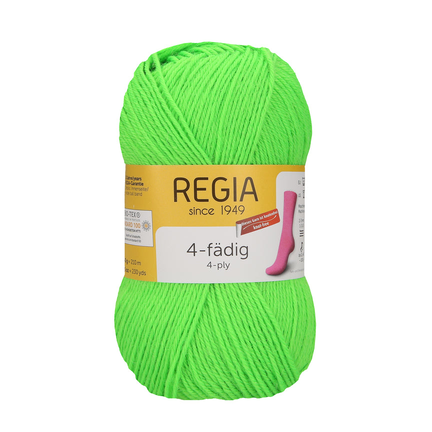 Regia 4-thread plain 50g, 90101, color neon green 2091