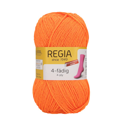 Regia 4fädig Uni 50g, 90101, Farbe neon orange 2092