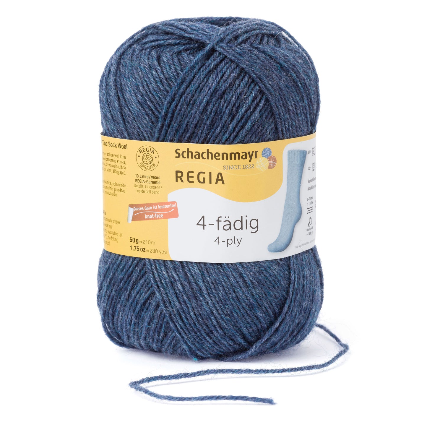 Regia 4fädig Uni 50g, 90101, Farbe jeans meliert 2137