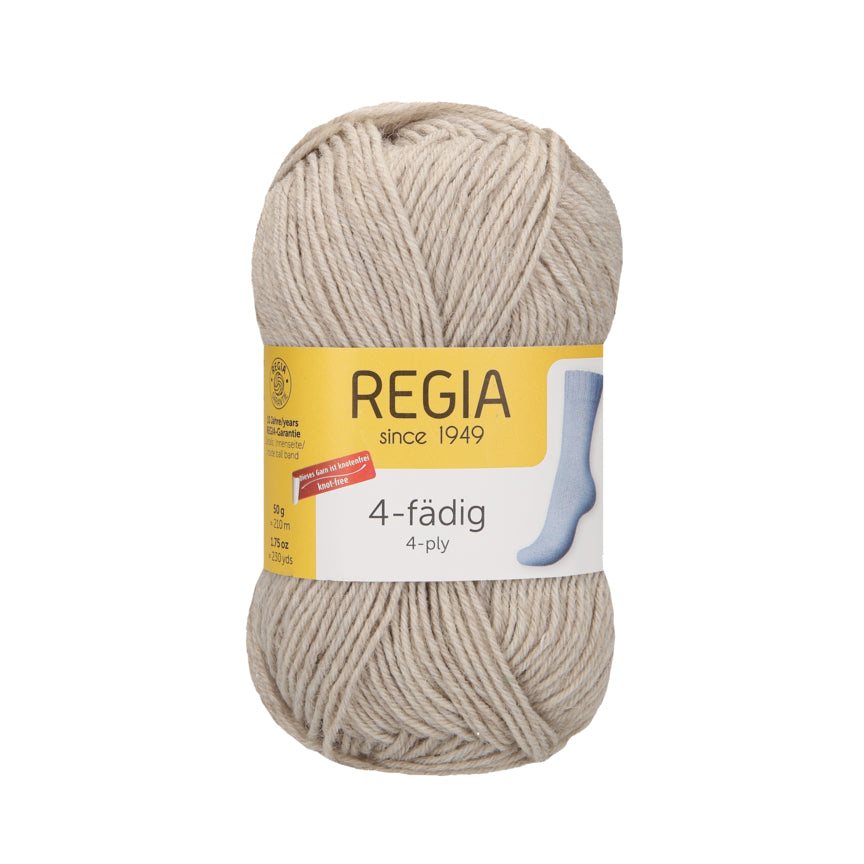 Regia 4fädig Uni 50g, 90101, Farbe leinen meliert 2143
