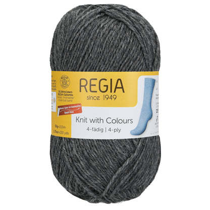 Regia 4-thread plain 50g, 90101, color gray mottled 44