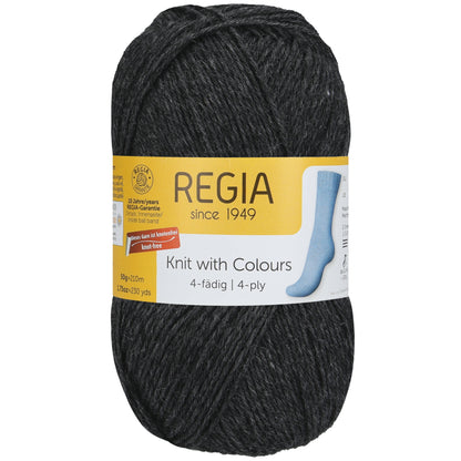 Regia 4fädig Uni 50g, 90101, Farbe anthrazit meliert 522