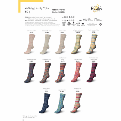 Regia 4-thread Color 50g, 90102, color button down 2265