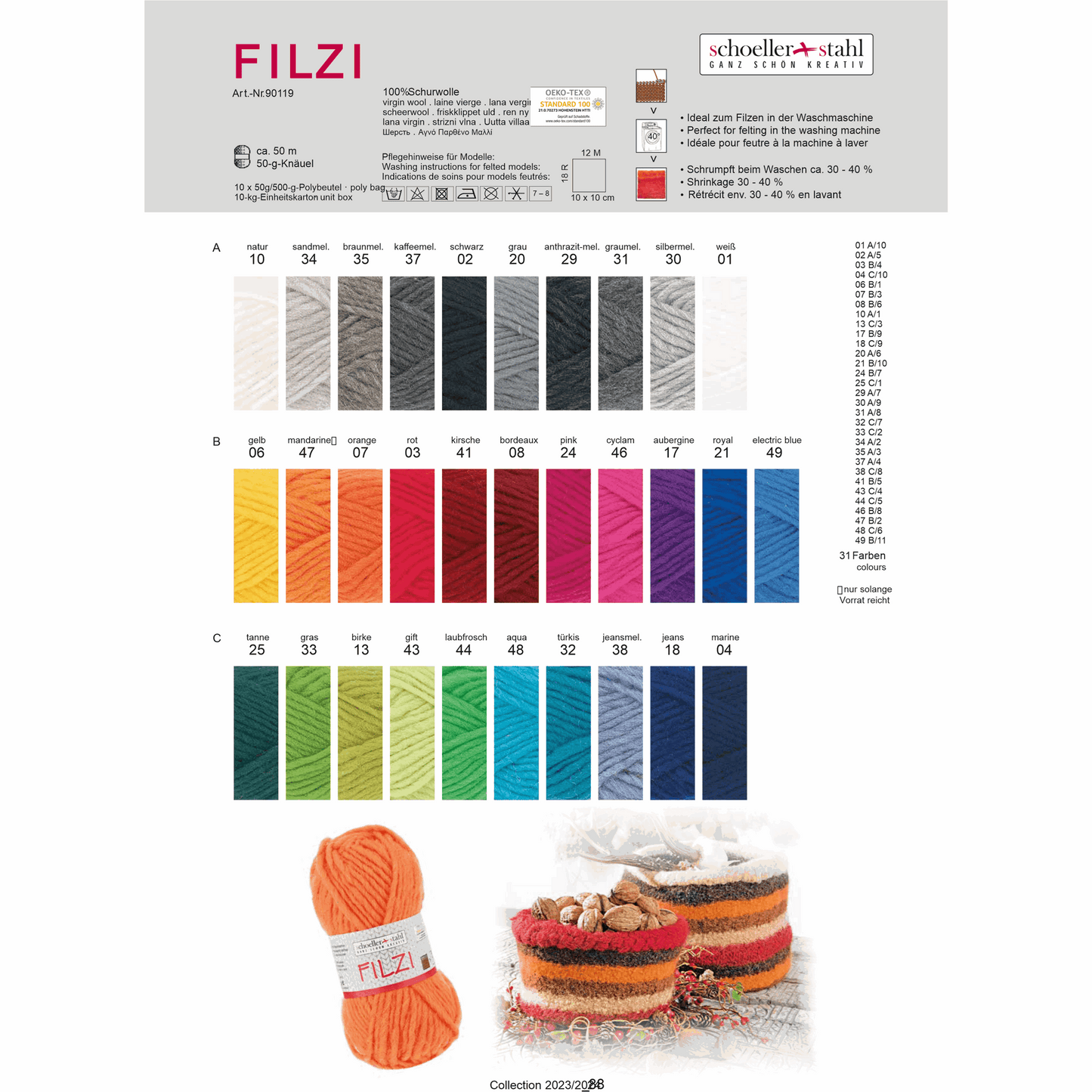 Filzi uni 50g, 90119, color 34, sand mottled